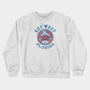 Key West, Florida, Stone Crab on Wind Rose Crewneck Sweatshirt